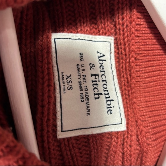 Abercrombie & Fitch Pumpkin Spice Orange Chunky Cable Knit Poncho Sweater XS/S - Picture 3 of 5